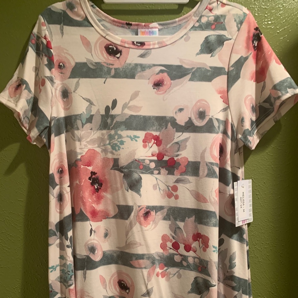 LuLaRoe Floral Striped Medium Melissa